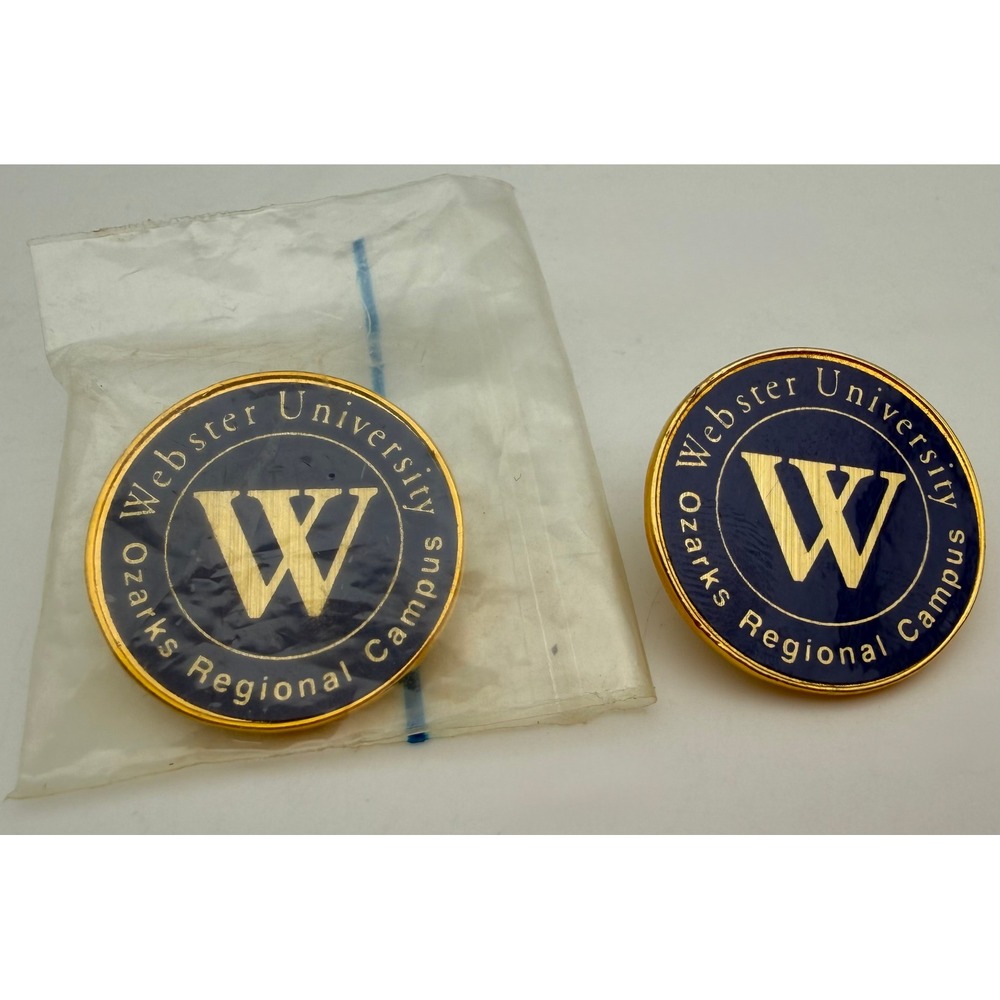 Webster University Ozarks Regional Campus Gold Tone Blue Enamel Lapel Pin Set